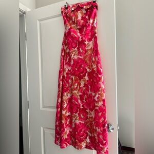 Floral Pink and Red Maxi Dress